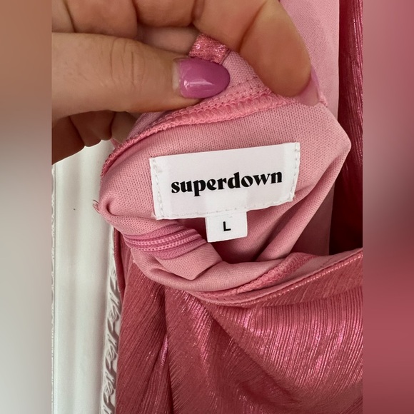 REVOLVE superdown MISSIE WRAP FRONT DRESS IN PINK METALLIC - Picture 8 of 9